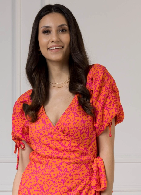 WUALAA Women - Sukienka midi KELLY Neon Flowers