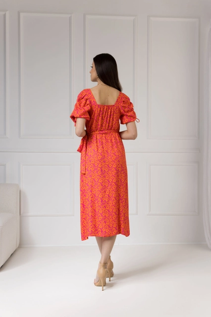 WUALAA Women - Sukienka midi KELLY Neon Flowers