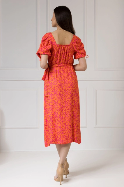 WUALAA Women - Sukienka midi KELLY Neon Flowers
