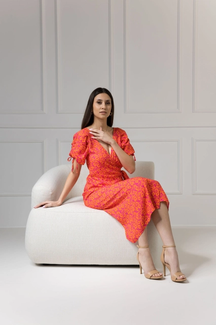 WUALAA Women - Sukienka midi KELLY Neon Flowers