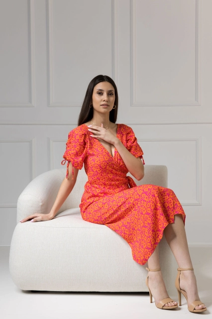 WUALAA Women - Sukienka midi KELLY Neon Flowers