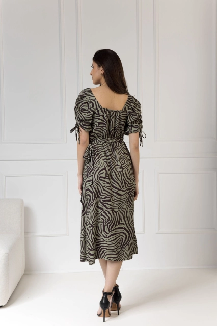 WUALAA Women - Sukienka midi KELLY Zebra Khaki