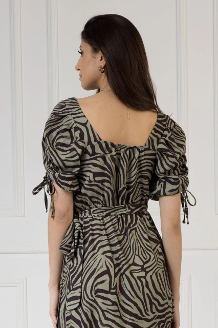 WUALAA Women - Sukienka midi KELLY Zebra Khaki