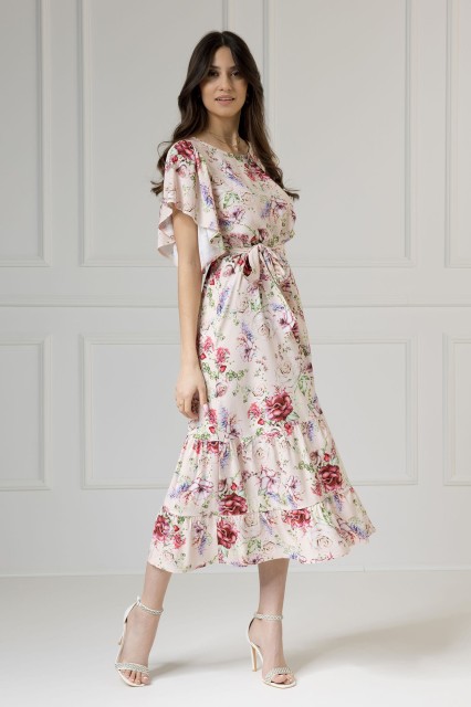 WUALAA Women - Sukienka damska midi SANVI Romantic Flowers