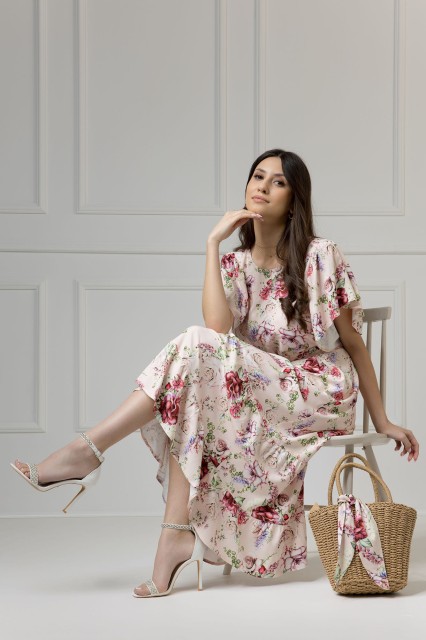 WUALAA Women - Sukienka damska midi SANVI Romantic Flowers