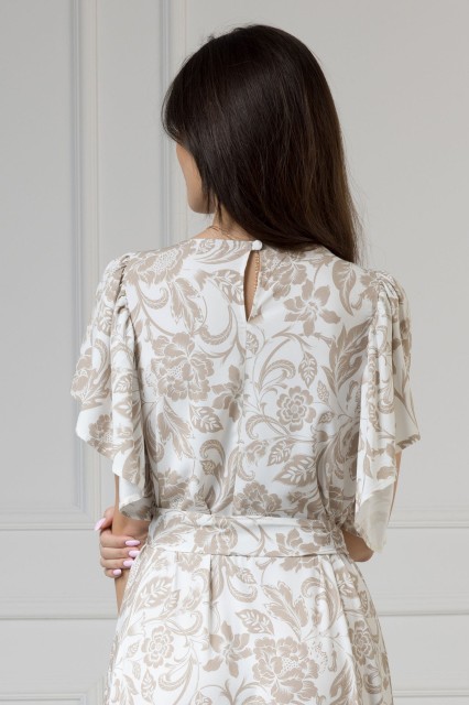 WUALAA Women - Sukienka damska midi SANVI Rustic Symphony Latte/White