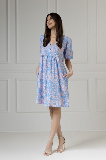 WUALAA Women - Sukienka damska Emily Rustic Symphony Blue/Apricot