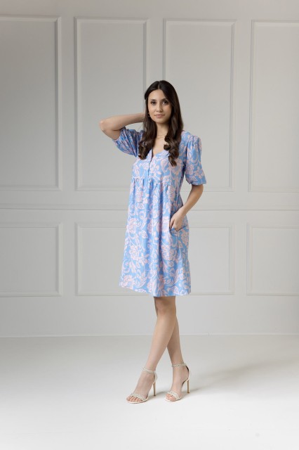 WUALAA Women - Sukienka damska Emily Rustic Symphony Blue/Apricot