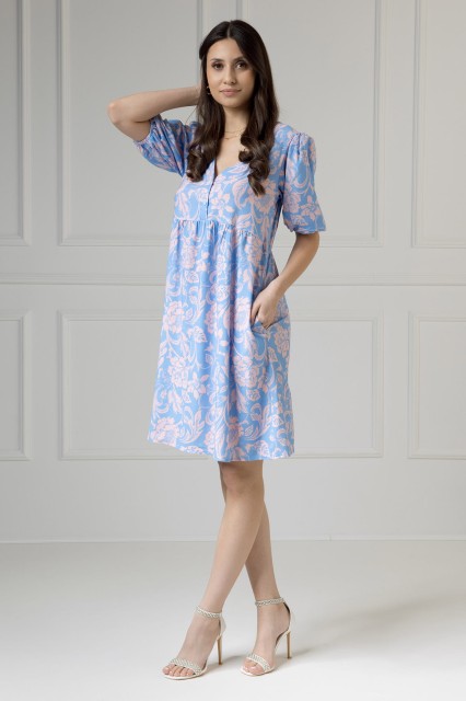 WUALAA Women - Sukienka damska Emily Rustic Symphony Blue/Apricot