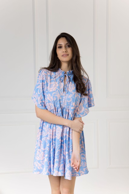 WUALAA Women - Sukienka damska SARA Rustic Symphony Blue/Apricot