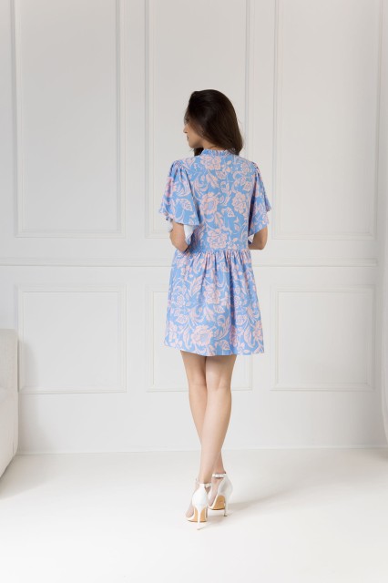 WUALAA Women - Sukienka damska SARA Rustic Symphony Blue/Apricot