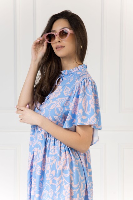 WUALAA Women - Sukienka damska SARA Rustic Symphony Blue/Apricot