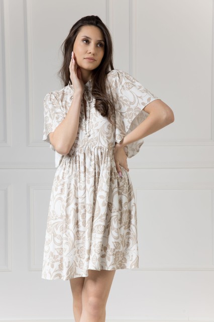 WUALAA Women - Sukienka damska SARA Rustic Symphony Latte/White