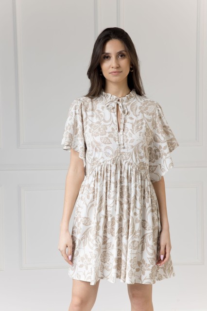 WUALAA Women - Sukienka damska SARA Rustic Symphony Latte/White