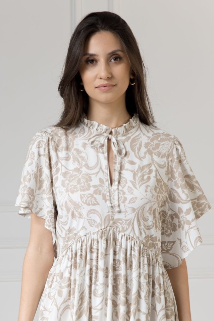 WUALAA Women - Sukienka damska SARA Rustic Symphony Latte/White