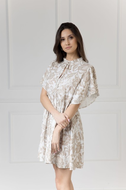 WUALAA Women - Sukienka damska SARA Rustic Symphony Latte/White