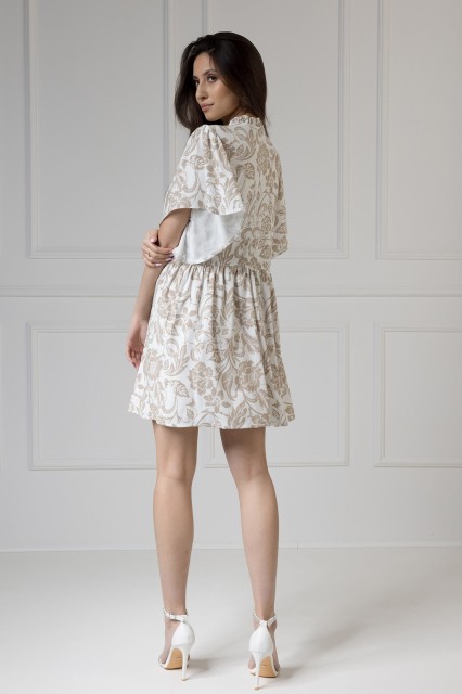 WUALAA Women - Sukienka damska SARA Rustic Symphony Latte/White