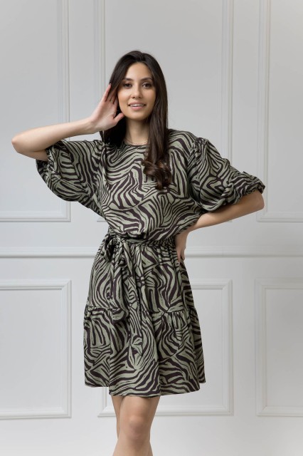 WUALAA Women - Sukienka damska OLIVIA Zebra Khaki