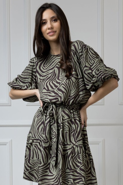 WUALAA Women - Sukienka damska OLIVIA Zebra Khaki