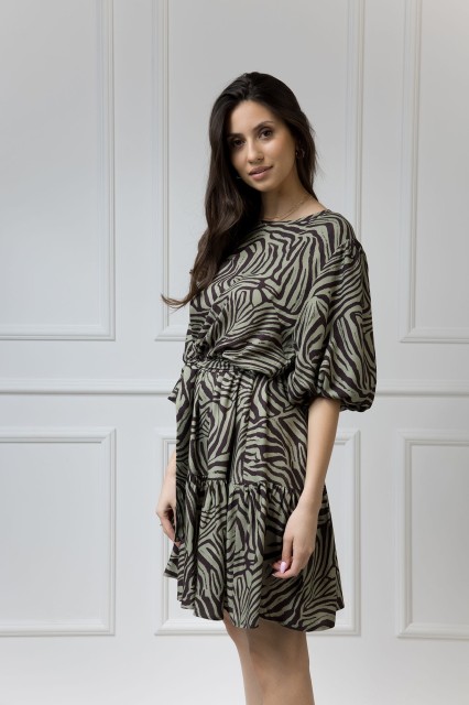 WUALAA Women - Sukienka damska OLIVIA Zebra Khaki