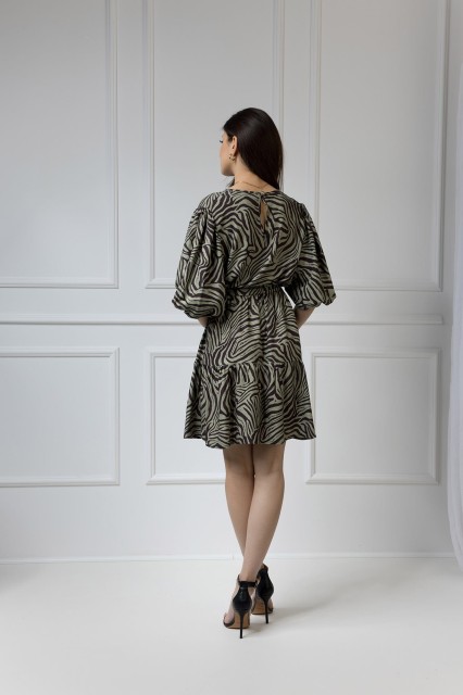 WUALAA Women - Sukienka damska OLIVIA Zebra Khaki