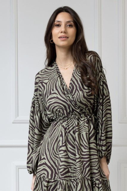 WUALAA Women - Sukienka damska Lisa Zebra Khaki