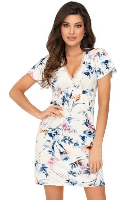 Subtelan koszula nocna z krótkim rękawem Astrid - ecru | Donna