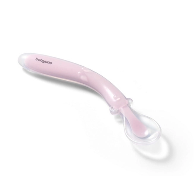 Elastyczna silikonowa łyżeczka - różowa | Babyono 785-03