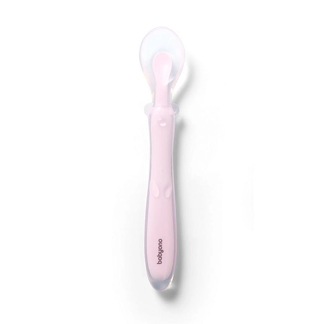 Elastyczna silikonowa łyżeczka - różowa | Babyono 785-03