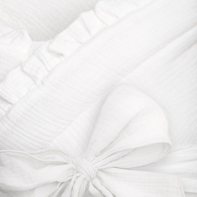 Rożek niemowlęcy muślinowy z falbanką Double Gauze - Biel | Dolce Sonno