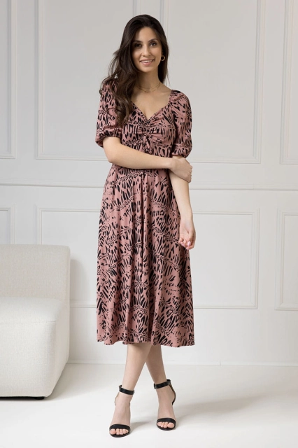 WUALAA Women - Sukienka midi CHLOE Safari Dusty Pink