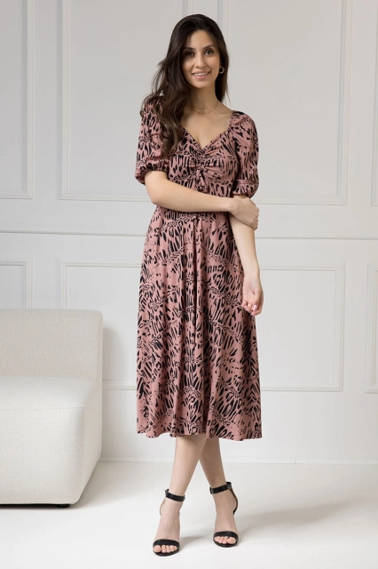 WUALAA Women - Sukienka midi CHLOE Safari Dusty Pink