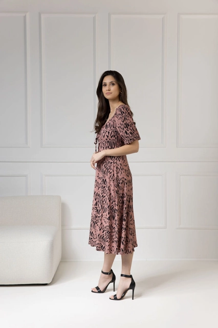 WUALAA Women - Sukienka midi CHLOE Safari Dusty Pink