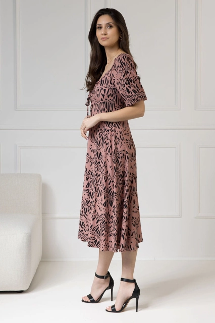WUALAA Women - Sukienka midi CHLOE Safari Dusty Pink