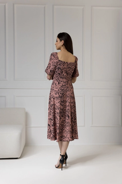 WUALAA Women - Sukienka midi CHLOE Safari Dusty Pink