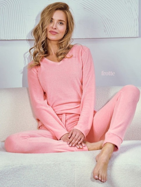 Piżama damska Ruth w kolorze pudrowego różu z frotte | Taro 3244