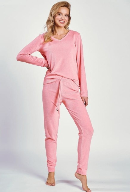 Piżama damska Ruth w kolorze pudrowego różu z frotte | Taro 3244