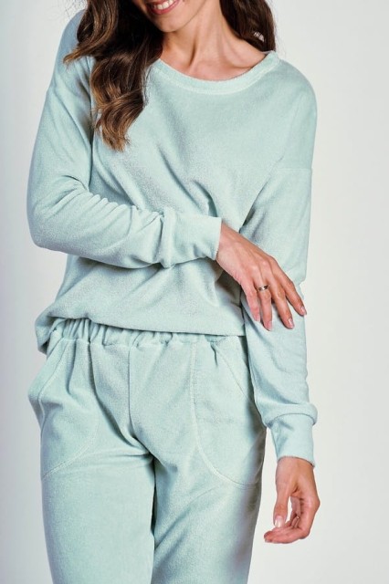 Piżama damska Jessie w miętowym kolorze z frotte | Taro 3243