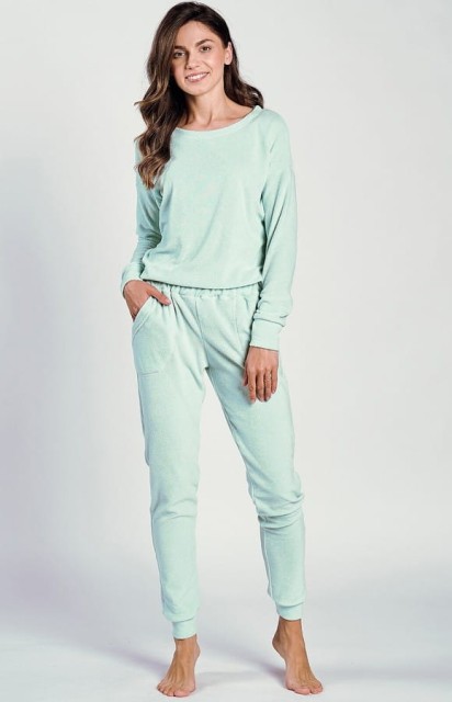 Piżama damska Jessie w miętowym kolorze z frotte | Taro 3243