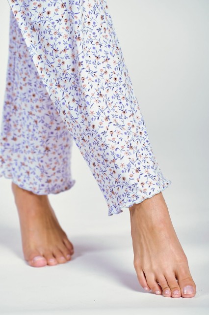 Bawełniana piżama damska z długim rękawem Arielle - brzoskwiniowa | Taro 3240