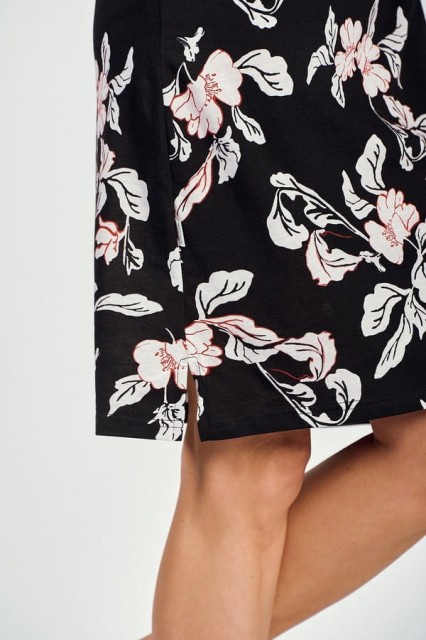 Bawełniana koszula nocna z rękawem 3/4 w kwiaty Charlotte | Taro 3233