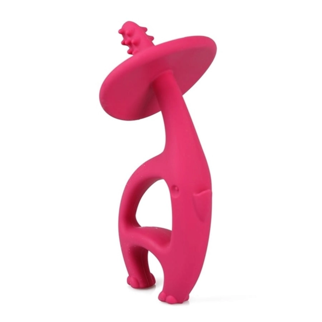 Gryzak silikonowy Dancing elephant dark pink | Mombella 00505