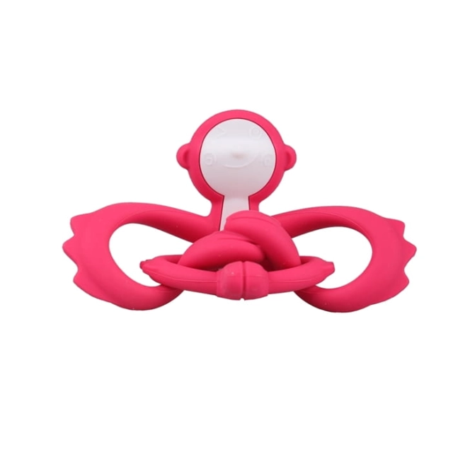 Gryzak, zabawka dla niemowląt Małpka dark pink | Mombella 00812