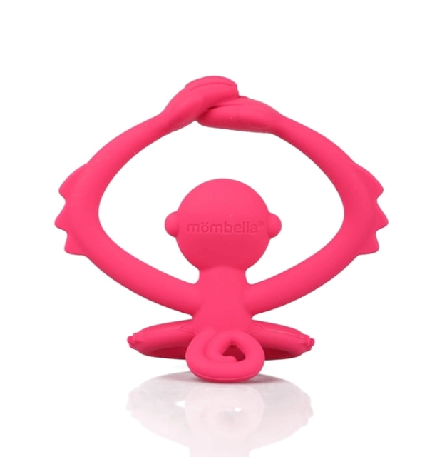Gryzak, zabawka dla niemowląt Małpka dark pink | Mombella 00812