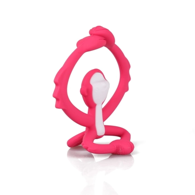 Gryzak, zabawka dla niemowląt Małpka dark pink | Mombella 00812