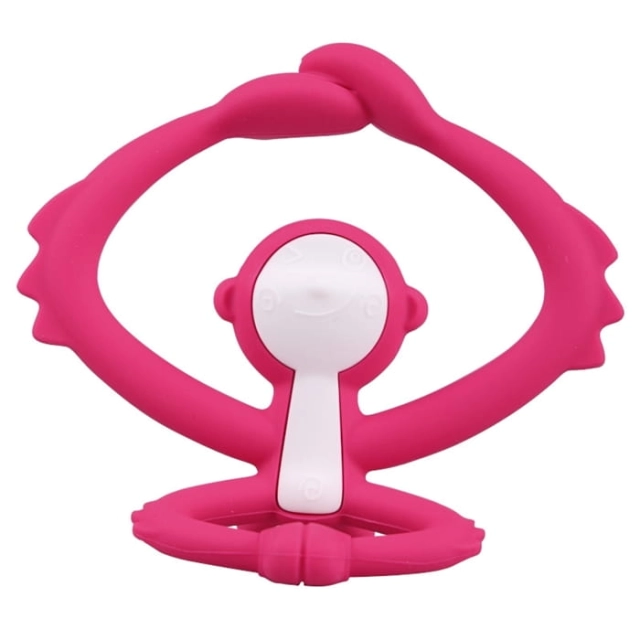 Gryzak, zabawka dla niemowląt Małpka dark pink | Mombella 00812