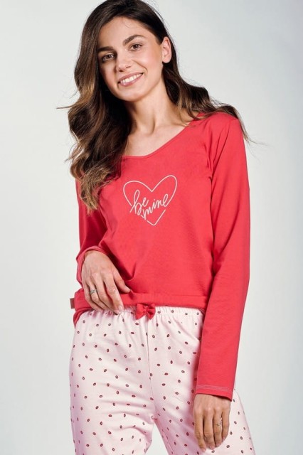 Bawełniana piżama damska Amalia malinowa | Taro 3235
