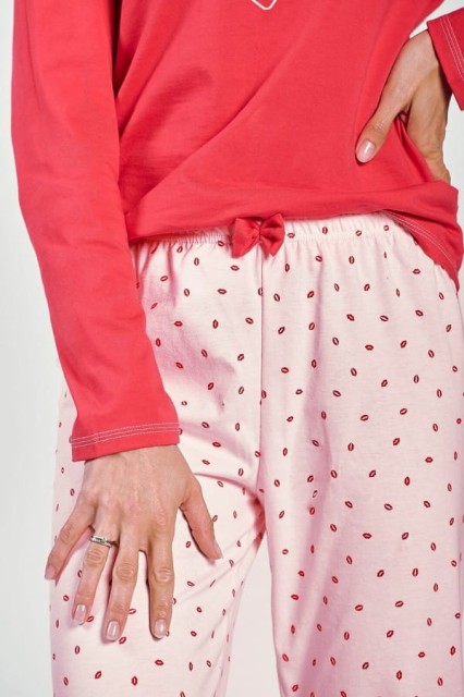 Bawełniana piżama damska Amalia malinowa | Taro 3235