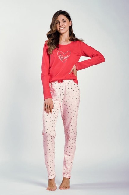 Bawełniana piżama damska Amalia malinowa | Taro 3235