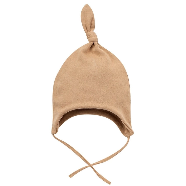 Czapka niemowlęca z supełkiem wiązana pod szyją Brąz Wooden Ponny | Pinokio
